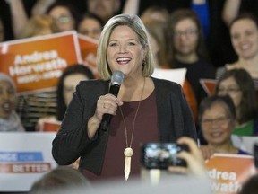 Ontario NDP leader Andrea Horwath launches her campaign to become Ontario's next Premier and committed to defeat Premier Kathleen Wynne and new Ontario PC leader Doug Ford at the Marriott Hotel in downtown Toronto, Ont. on Saturday March 17, 2018. Stan Behal/Toronto Sun