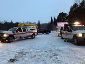 Ottawa Fire Services crews work at the seen of another water rescue at Mud Pond on Jan. 4.