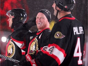 One of Chris Neil's first appearances after announcing his retirement as an NHL player was in the Senators' alumni game on Parliament Hill in December. Julie Oliver/Postmedia