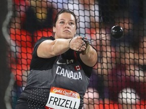 Sultana Frizell of Perth competes in the women's hammer final of the Commonwealth Games at Gold Coast, Australia, on Tuesday.