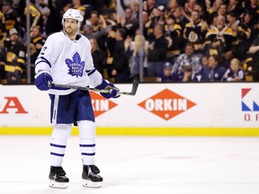 Ron Hainsey of the Toronto Maple Leafs during the third period against the Boston Bruins