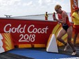 Joanna Brown of Carp exits the water during the mixed team relay triathlon on Saturday.