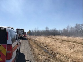 Grass fire on Franktown Road near Munster.