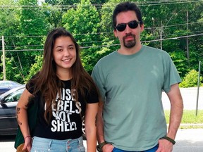 This June 2016 image provided by Alyssa Pladl, shows Katie Pladl and her father Steven Pladl in Richmond, Va. Steven Pladl, was charged with incest after he impregnated his biological daughter, Katie. Pladl killed the 7-month-old son he had with Katie, then killed Katie and her adoptive father in Connecticut and killed himself in New York. (Alyssa Pladl via AP)