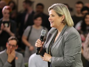 Ontario NDP Leader Andrea Horwath unveils her partys platform at Toronto Western Hospital, BMO Education and Conference Centre in Toronto, Ont. on Monday April 16, 2018.