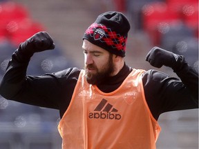 Ottawa Fury player Colin Falvey during practice at TD Place in Ottawa Friday April 20, 2018.