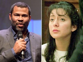 Jordan Peele (left) is executive producing Lorena, a documentary series about Lorena Bobbitt (R), who sliced off her husband's penis while he was sleeping in 1993. (Matt Winkelmeyer/Getty Images for SBIFF/POOL/AFP/Getty Images)