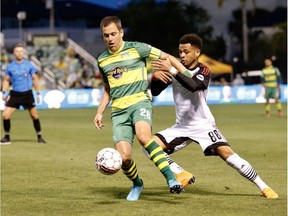 Fury FC's Kevin Oliveira (88) tries to take possession of the ball away from the Rowdies' Joe Cole (26) during last Saturday's game at Tampa, Fla. Fury FC lost the contest 5-0, its second consecutive defeat to start the regular season. Tampa Bay Rowdies photo
