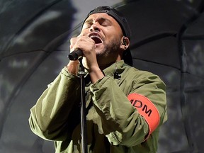 The Weeknd performs onstage during the 2018 Coachella Valley Music And Arts Festival at the Empire Polo Field on April 13, 2018 in Indio, Calif. (Kevin Winter/Getty Images for Coachella)