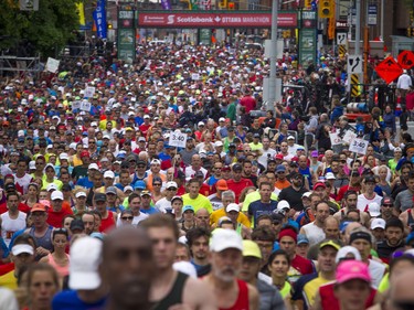 Runners start the marathon Sunday May 27, 2018 at Ottawa Race Weekend.    Ashley Fraser/Postmedia