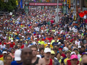 Runners start the marathon Sunday May 27, 2018 at Ottawa Race Weekend.