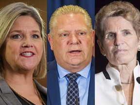 From left: NDP leader Andrea Horwath, PC leader Doug Ford and Liberal leader Kathleen Wynne (Toronto Sun files)