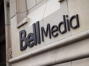 The logo for Bell Media, owned by BCE Inc., is displayed on a Toronto building in a handout photo. (THE CANADIAN PRESS/HO)