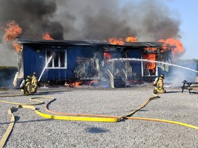 A construction trailer caught fire in the Manotick area Thursday morning.