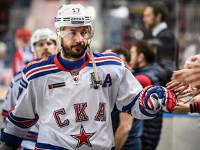SKA St. Petersburg winger Ilya Kovalchuk leaves the ice after a pre-game warmup in April. The former New Jersey Devils forward declared his intentions to return to the NHL after five seasons playing in Russia. (Getty Images)