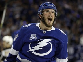 Lightning centre J.T. Miller is just one of many reasons why Tampa Bay beat the Boston Bruins so handily in their series (AP)