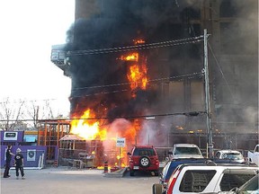 Fire on Champagne Avenue in Ottawa Monday April 30, 2018. Photo by building worker Don Doucet.