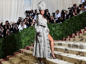 Rihanna arrives for the 2018 Met Gala on May 7, 2018, at the Metropolitan Museum of Art in New York.