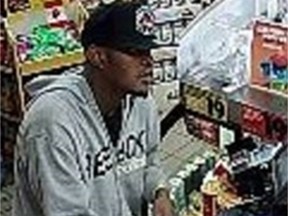 The Ottawa Police Service Robbery Unit is investigating a convenience store robbery that occurred on April 7th at 3:32am in the 2600 block of Innes Road. A lone male suspect entered the convenience store, claimed that he was armed, and demanded lottery tickets and cigarettes from the cashier. There were no injuries sustained as a result of the robbery. The suspect is described as black male, 23-27 years of age, 6’0” (183cm) with a large build. He was wearing a grey Reebok Athletics hooded sweatshirt, blue jeans and a black baseball cap