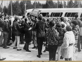 After winning the 1969 All-Ontario boys' hockey championship, the Sir Wilfrid Laurier High School Lancers were welcomed home by a crowd of 600 at the Carson Road school. Sir Wilfrid Laurier High School photo