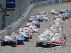 Drivers get the green flag to start the NASCAR Xfinity Series OneMain Financial 200 at Dover International Speedway in Dover, Del., Saturday, May 5, 2018.