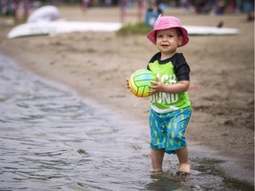 The hot weather that hit the capital Saturday was perfect for one-and-a-half-year-old Calin Janzen as he played in the water at Mooney's Bay beach.