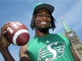 Roughriders star Duron Carter posed for a photo near the Peace Tower in Ottawa on Wednesday. Julie Oliver/Postmedia