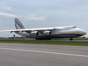 An Antonov An-124 Ruslan, one of the largest cargo planes in the world, has been frequenting Ottawa's airport this week. Photo: FlyYOW YouTube