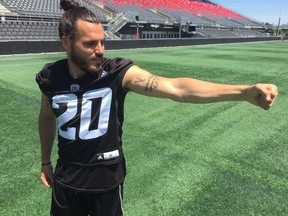 Jean-Philippe Bolduc added a tattoo of his grandfather, who passed away in February. (Tim Baines/Ottawa Sun)