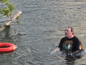 A man is seeing in Lake Ontario attempting to swim back to the Budweiser Stage on Tuesday night.