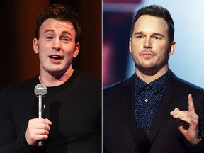 Chris Evans, left, and Chris Pratt. (Getty Images file photos)