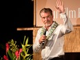 Pierce Brosnan. recipient of the Pathfinder Award, speaks during the "Celestial Cinema" on day three of the 2017 Maui Film Festival At Wailea on June 23, 2017 in Wailea, Hawaii. (Matt Winkelmeyer/Getty Images)