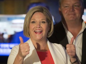 Ontario NDP leader Andrea Horwath watches early returns in her hotel before conceding the Ontario election in Hamilton, Ont. on Friday April 20, 2018. (Stan Behal/Toronto Sun/Postmedia Network)