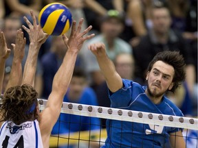 Nicholas Hoag, seen in action while playing for Quebec, played a lot of football as a youngster, but volleyball was the obvious choice.