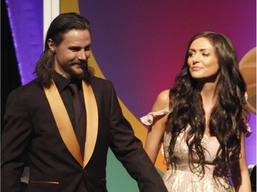 Senators captain Erik Karlsson and his wife, Melinda, are introduced at the Senators Soiree in Gatineau on Feb. 11.