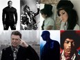 Clockwise from top left: Dr. Dre, Prince, Amy Winehouse, Jimi Hendirx, Drake and David Bowie. (AP/Postmedia File photos)