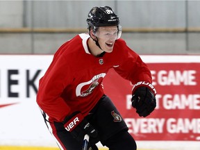 Brady Tkachuk, seen at Senators development camp earlier this summer, was drafted fourth overall by Ottawa in June.