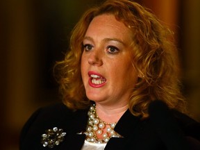 Lisa MacLeod speaks to media at Queen's Park in Toronto on April 15, 2014. Dave Abel/Toronto Sun