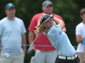 Canada watches her tee shot on the fourth hole during the final round of the Marathon Classic Presented By Owens Corning And O-I at Highland Meadows Golf Club on July 15, 2018 in Sylvania, Ohio.