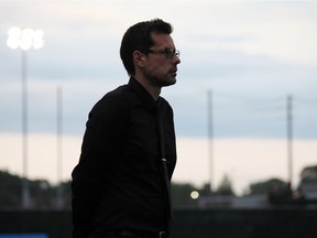 Ottawa Fury FC head coach Nikola Popovic on the sidelines of a Canadian Championship qualifying round match against AS Blainville at Laval, Que., on Wednesday, June 20, 2018.