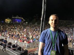 Kevin O'Connell with his "Best Seats" pass after the Dave Matthews Band show at Bluesfest on Wednesday, July 11, 2018.