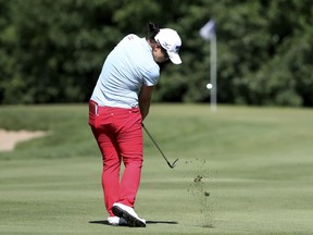 Sei Young Kim hits from the fairway on No. 3 during the Thornberry Creek LPGA Classic golf tournament Sunday, July 8, 2018, in Oneida, Wis.