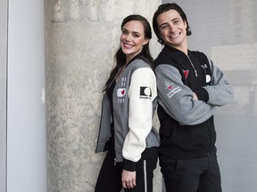 Ice dancing pair Tessa Virtue, left, and Scott Moir pose for a photo at the Entertainment One office in Toronto, Tuesday, July, 10, 2018. (THE CANADIAN PRESS/Marta Iwanek)