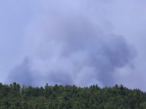 Smoke from a newly-discovered forest fire northeast of Levack, Ont. could be seen from several miles away on Thursday, July 19, 2018.
