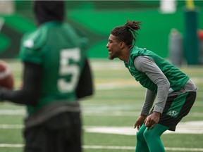 Duron Carter (right) will continue to line up at cornerback with the Riders for the foreseeable future.