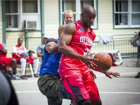 The annual Hoopstar Classic took place on Saturday August 18, 2018 at St. Luke's Park near Elgin Street and Gladstone Avenue.  Constable Chabine Tucker during the game Saturday.