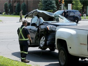 A two-vehicle collision at Walkley Road and Harding slowed traffic mid afternoon Thursday (August 9, 2018). While drivers of each vehicle didn't sustain serious injuries, one had to be extricated with the jaws of life through the roof of the car.