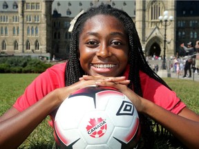 Canadian national soccer team player Maya Antoine. The team has a  matchup against Brazil Sept 2 at TD Place.