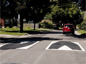 View from a moving vehicle of the "3D" traffic calming measure that the City of Ottawa has installed on Othello Avenue. August 10,