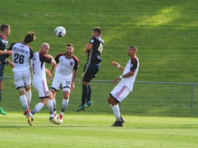 Fury defenders attempt t clear the ball during Wednesday's game against Bethlehem Steel. (Bethlehem Steel FC)
